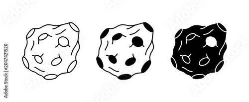 Fotografia Asteroid Icons, Space Rocks Vector Set, Cosmic Debris Illustrations, Celestial B