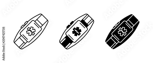 Medical Alert Bracelets, Emergency ID Wearables, Health Safety Symbols, Digital Health Icons, Vector Graphics for Healthcare