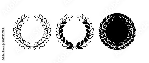 Laurel Wreath Vector Icons, Victory Symbol Set, Achievement Emblem Graphics, Award Design Elements, Vintage Achievement Badges