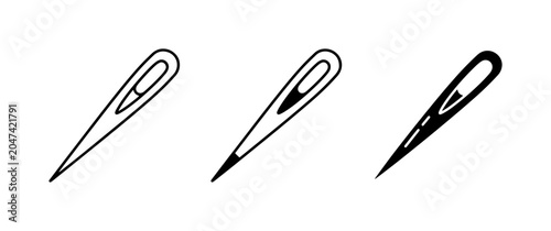 Sewing Needle Icons, Simple Line Art Collection, Tailoring Tool Graphics, Crafting Supplies, Stitching Elements