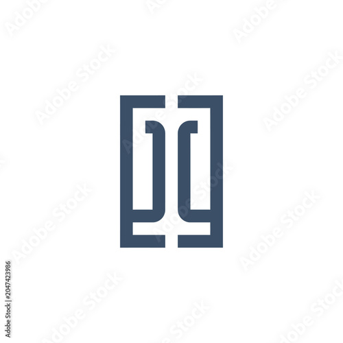 Abstract geometric rectangular logo with symmetrical lines.
