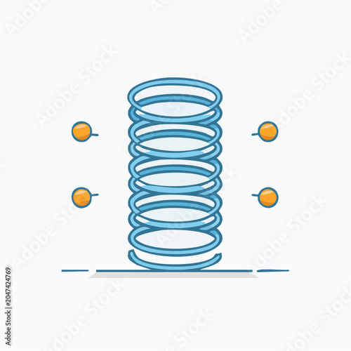 Flat design illustration of a data stack with data points