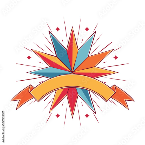 Starburst with Ribbon Graphic Element
