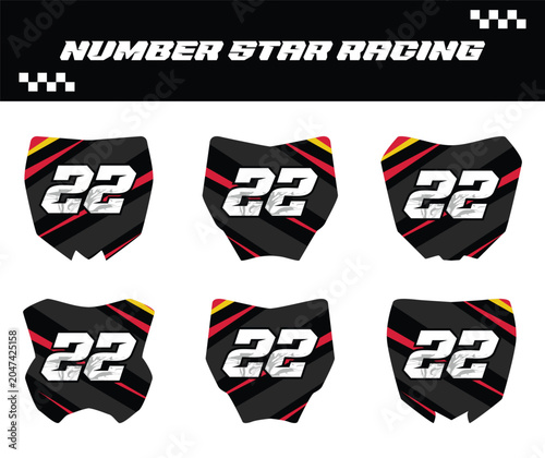 Front number of racing or trail motorbike