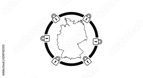 Germany map with locks around it.