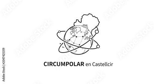 Globe with satellite orbit lines.