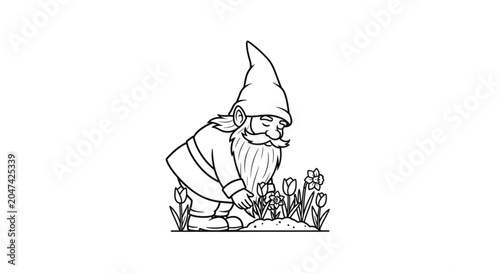 Gnome Gardening in the Yard.