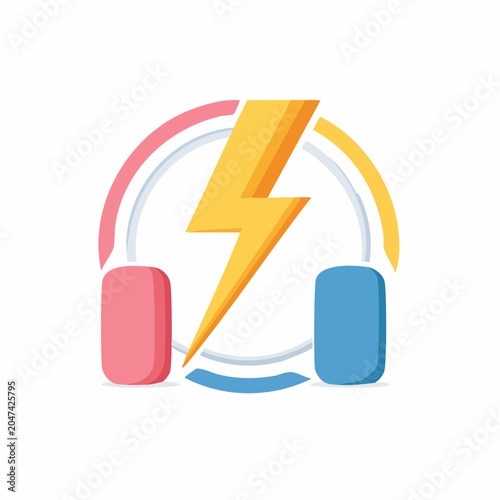 Headphones with lightning bolt icon