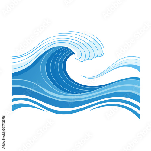 Stylized blue ocean wave illustration