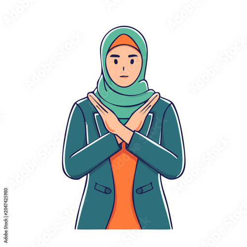 Woman in Hijab Making Stop Gesture