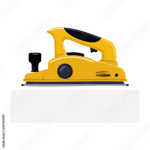 Yellow power planer tool on white background