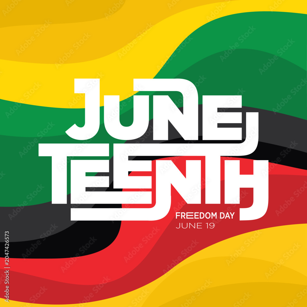 Fototapeta premium Juneteenth Social Media Post, Freedom Day banner vector abstract background template design with bold typography in green, yellow and red color for June 19