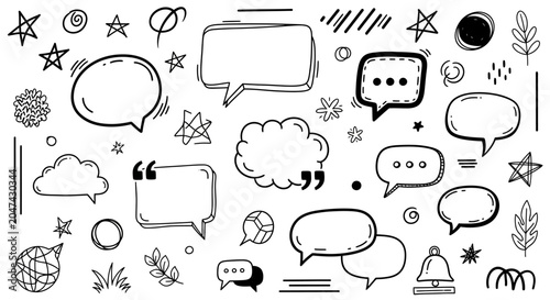 Hand drawn bold arrows and scribble shapes with hearts and crown doodles for emphasis shapes talk bubbles arrows and textboxes