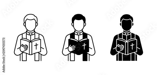 Quadro em tela Clergy Icons, Priest Reading Bible, Religious Figures, Christian Faith Symbols,