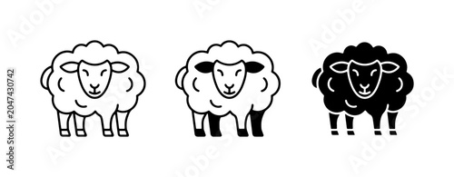 Quadro em tela Sheep Icons, Vector Graphics, Farm Animal Illustrations, Livestock Symbols, Wool