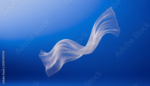 Abstract Smoke Wave in Deep Blue Gradient Background with Ethereal Glow