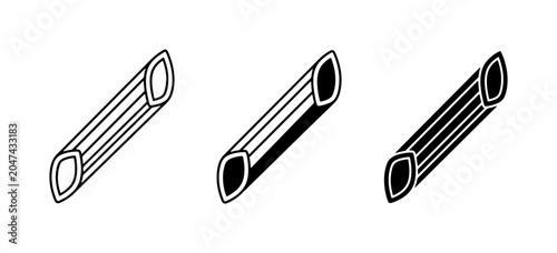 Bild auf Leinwand Penne Pasta Icons, Italian Food Vector Graphics, Simple Line Art Pasta Shapes