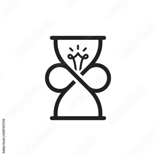 Hourglass infinity symbol with lightbulb icon.