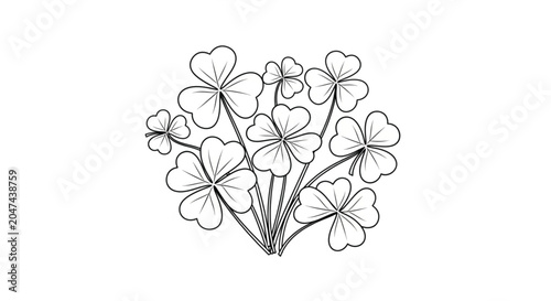 Schilderij op canvas A bunch of four leaf clover.