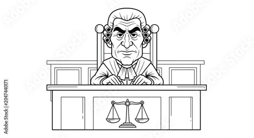 Photos Judge sitting at a desk.