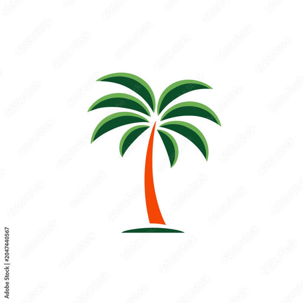 Obraz premium A Colorful Flat Vector Palm Tree Icon
