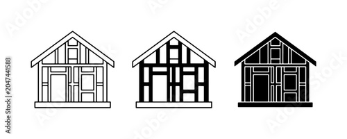 Fotografie Timber Frame House Icons, Traditional Building Styles, Architectural Elements, B