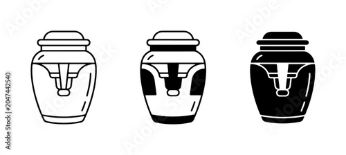 Konstfotografi Funeral Urn Icons, Cremation Vessel Vector Set, Memorial Keepsake Graphics