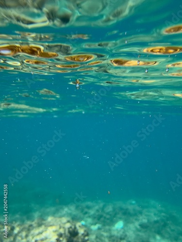 Fotografie Underwater turquoise water with natural light