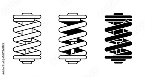 Foto Coil Spring Icons, Mechanical Component Vector Set, Suspension Element Graphics