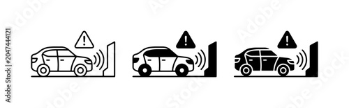 Obraz na plátně Car Parking Sensor Icons, Vehicle Safety Alert, Automotive Technology Symbols