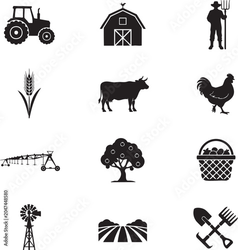 Rural Lifestyle Outline Symbols
