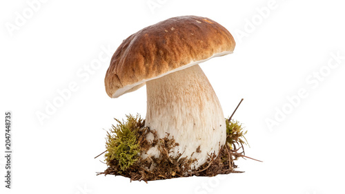 Fresh wild porcini mushroom boletus edulis edible forest crop on transparent background