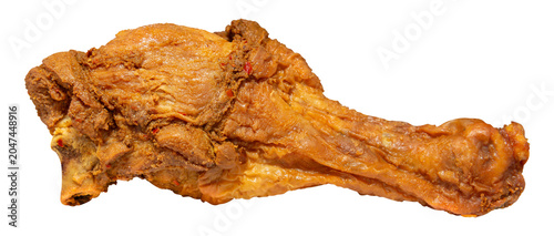 Cutout Crispy Fried Chicken drumstick with Chilli on Transparent Background