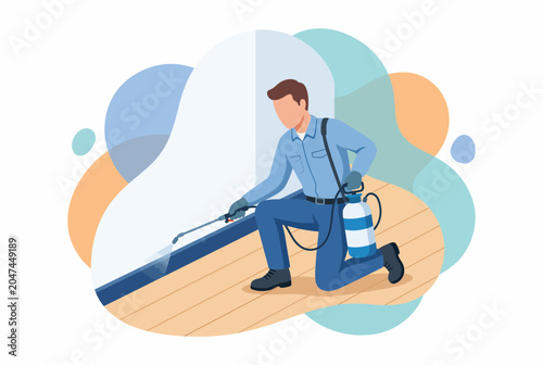 Professional Pest Control Worker Spraying Insecticide Indoors