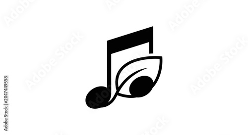 Tableau sur toile Music note icon incorporates a green leaf element to symbolize nature and acoustic harmony in environmental art