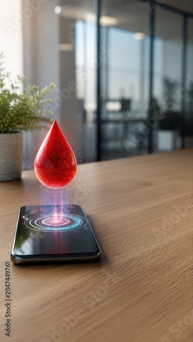 Holographic Blood Drop for World Blood Donor Day Generative AI Concept