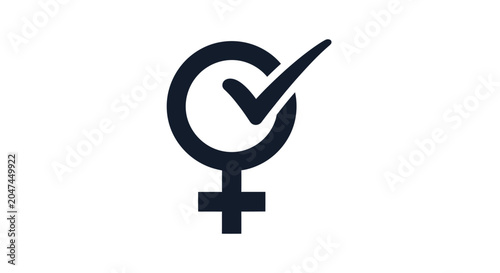 Tableau sur toile Female gender symbol incorporates a bold checkmark to represent equality and empowerment concepts