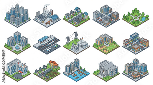 Isometric Cityscape and Urban Architecture Miniature Scenes