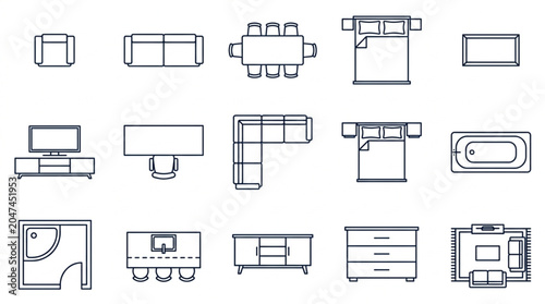 Various Household Furniture and Appliance Icons