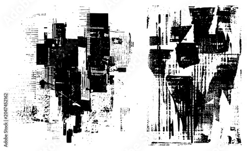 This gritty ink splat and distressed texture features chaotic blocky forms. These urban blotches and ink stains create a raw, non conformist aesthetic through heavy contrast.