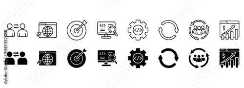 marketing icon set. business partnership and referral program vector illustration