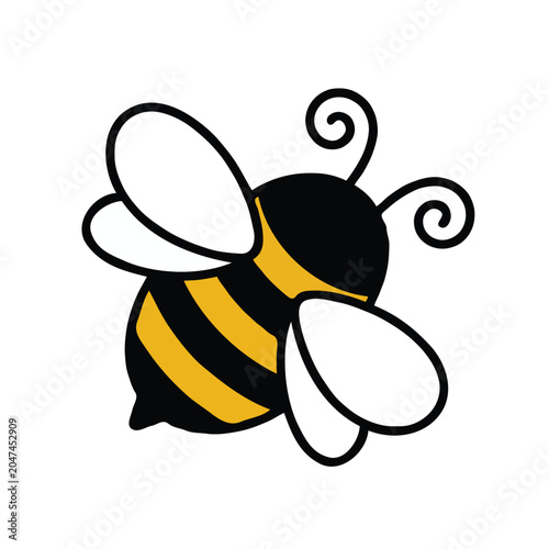 Cute cartoon honeybee illustration isolated on white background