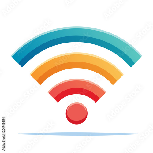 Modern colorful wifi symbol on white background