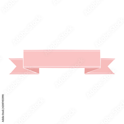 Pink ribbon banner with white outline on transparent background