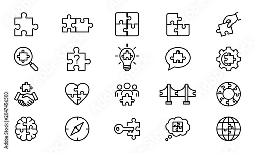 Problem Solving Solution Strategy Jigsaw Puzzle Teamwork Corporate Concepts Icon