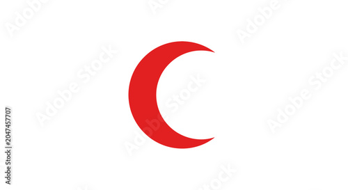 Red Crescent symbol representing global humanitarian aid and emergency care.