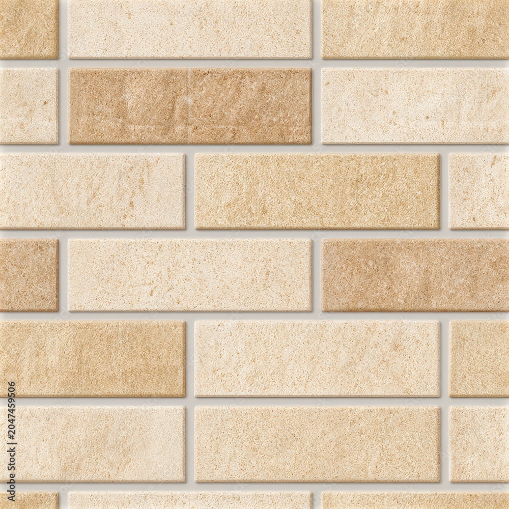 Fototapeta premium Beige brick wall pattern with clean geometric layout, architectural texture, modern building surface design. SEAMLESS PATTERN