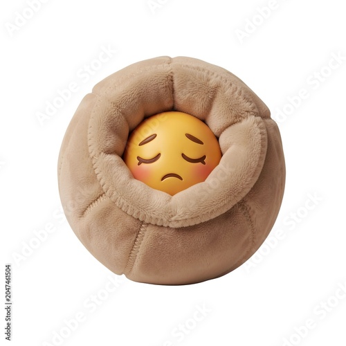 Cozy Soft Sad Emoji Cushion Plush Pillow 3D Illustration