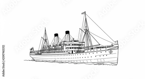 Large passenger cruise ship sailing vessel.