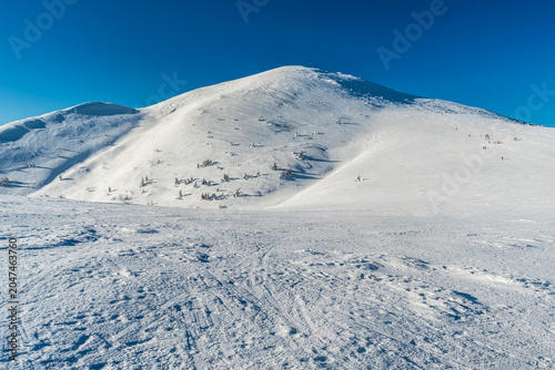 Velky Krivan from Snilovske sedlo in winter Mala Fatra mountains in Slovakia